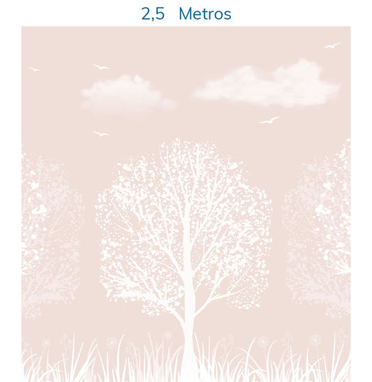 Papel de Parede  Sombra de Árvores Branca e Rosa - Mural