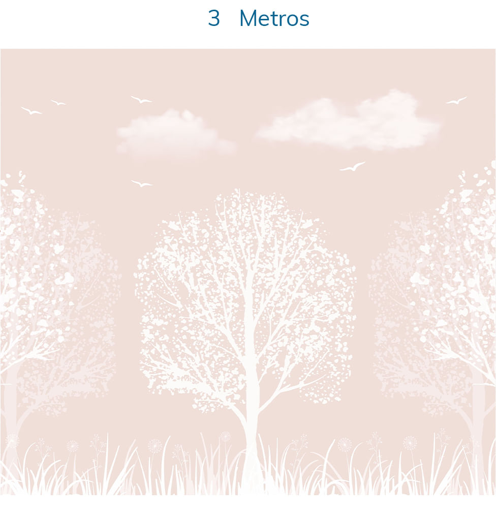 Papel de Parede  Sombra de Árvores Branca e Rosa - Mural