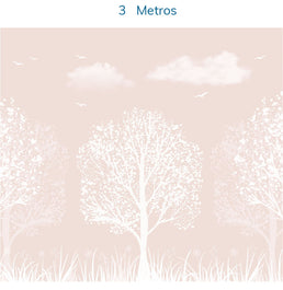 Papel de Parede  Sombra de Árvores Branca e Rosa - Mural