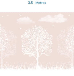 Papel de Parede  Sombra de Árvores Branca e Rosa - Mural