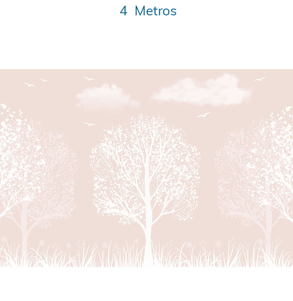 Papel de Parede  Sombra de Árvores Branca e Rosa - Mural