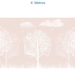 Papel de Parede  Sombra de Árvores Branca e Rosa - Mural