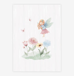 Quadro Infantil Fada com Flores Candy - Vertical