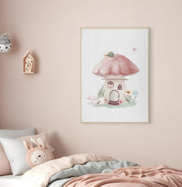 Quadro Infantil Casinha de Cogumelo Candy - Vertical