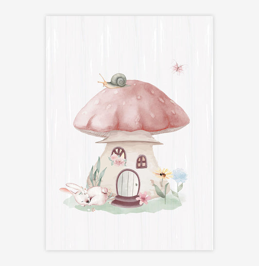 Quadro Infantil Casinha de Cogumelo Candy - Vertical