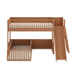 Beliche Montessoriana Com Cama de Solteiro Escorregador Fazenda - Freijó