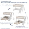 Beliche Montessoriana Com Cama de Solteiro Escorregador Fazenda - Branco