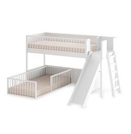 Beliche Montessoriana Com Cama de Solteiro Escorregador Fazenda - Branco