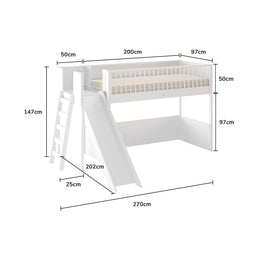 Cama Infantil Mezanino Fazenda Com Escorregador - Branco