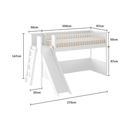 Cama Infantil Mezanino Fazenda Com Escorregador - Branco
