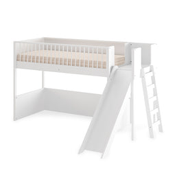 Cama Infantil Mezanino Fazenda Com Escorregador - Branco