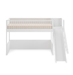 Cama Infantil Mezanino Fazenda Com Escorregador - Branco