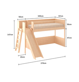 Cama Infantil Mezanino Fazenda Com Escorregador - Carvalho