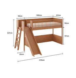 Cama Infantil Mezanino Fazenda Com Escorregador - Freijó