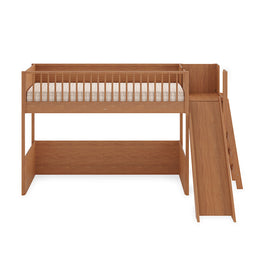 Cama Infantil Mezanino Fazenda Com Escorregador - Freijó