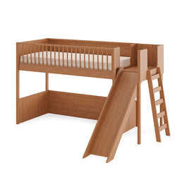 Cama Infantil Mezanino Fazenda Com Escorregador - Freijó