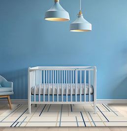 Tapete Infantil Retangular Listras Horizontais e Verticais - Azul