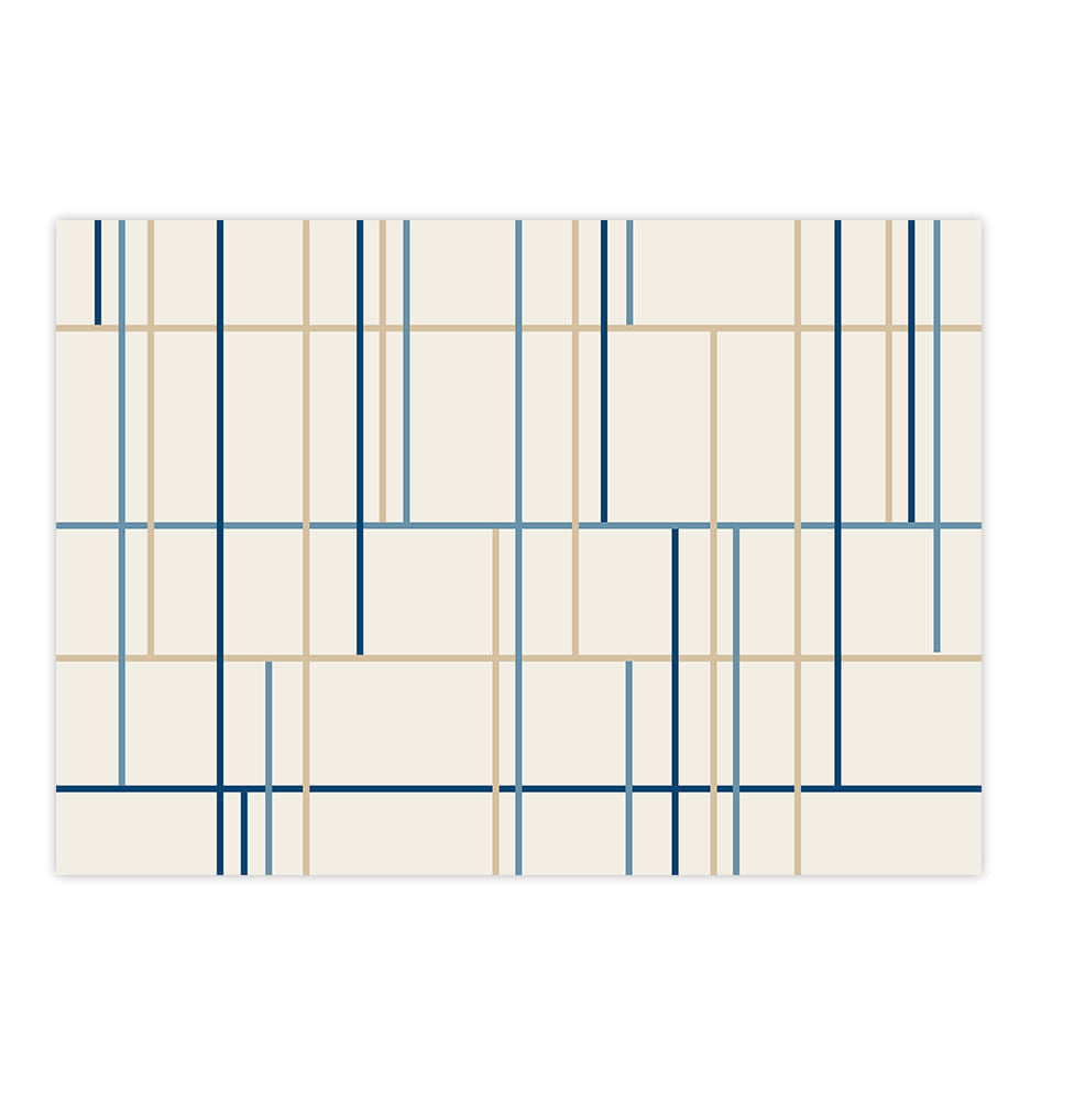 Tapete Infantil Retangular Listras Horizontais e Verticais - Azul