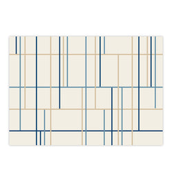 Tapete Infantil Retangular Listras Horizontais e Verticais - Azul