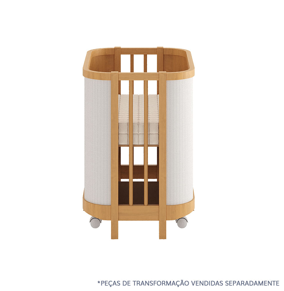 Berço Raika 3 em 1 Com Palha - Madeira Clara