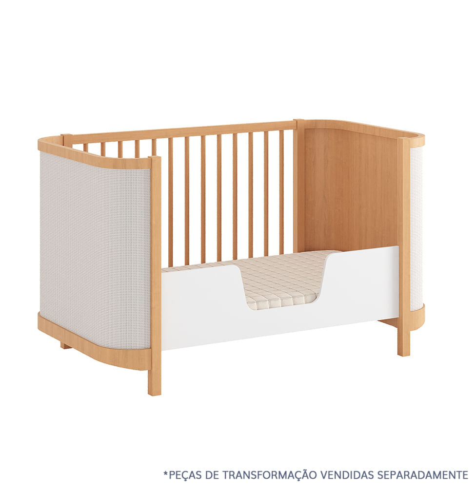 Berço Raika 3 em 1 Com Palha - Madeira Clara