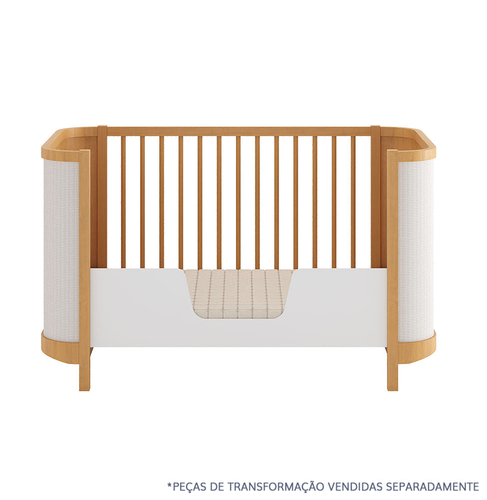Berço Raika 3 em 1 Com Palha - Madeira Clara