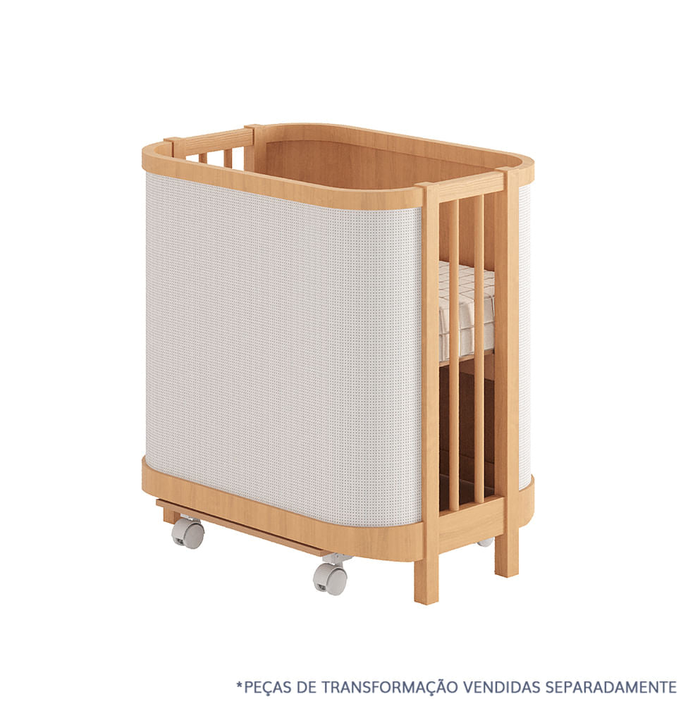 Berço Raika 3 em 1 Com Palha - Madeira Clara