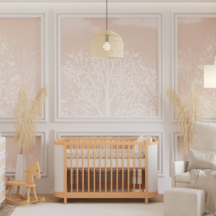 Berço Raika 3 em 1 Com Palha - Madeira Clara