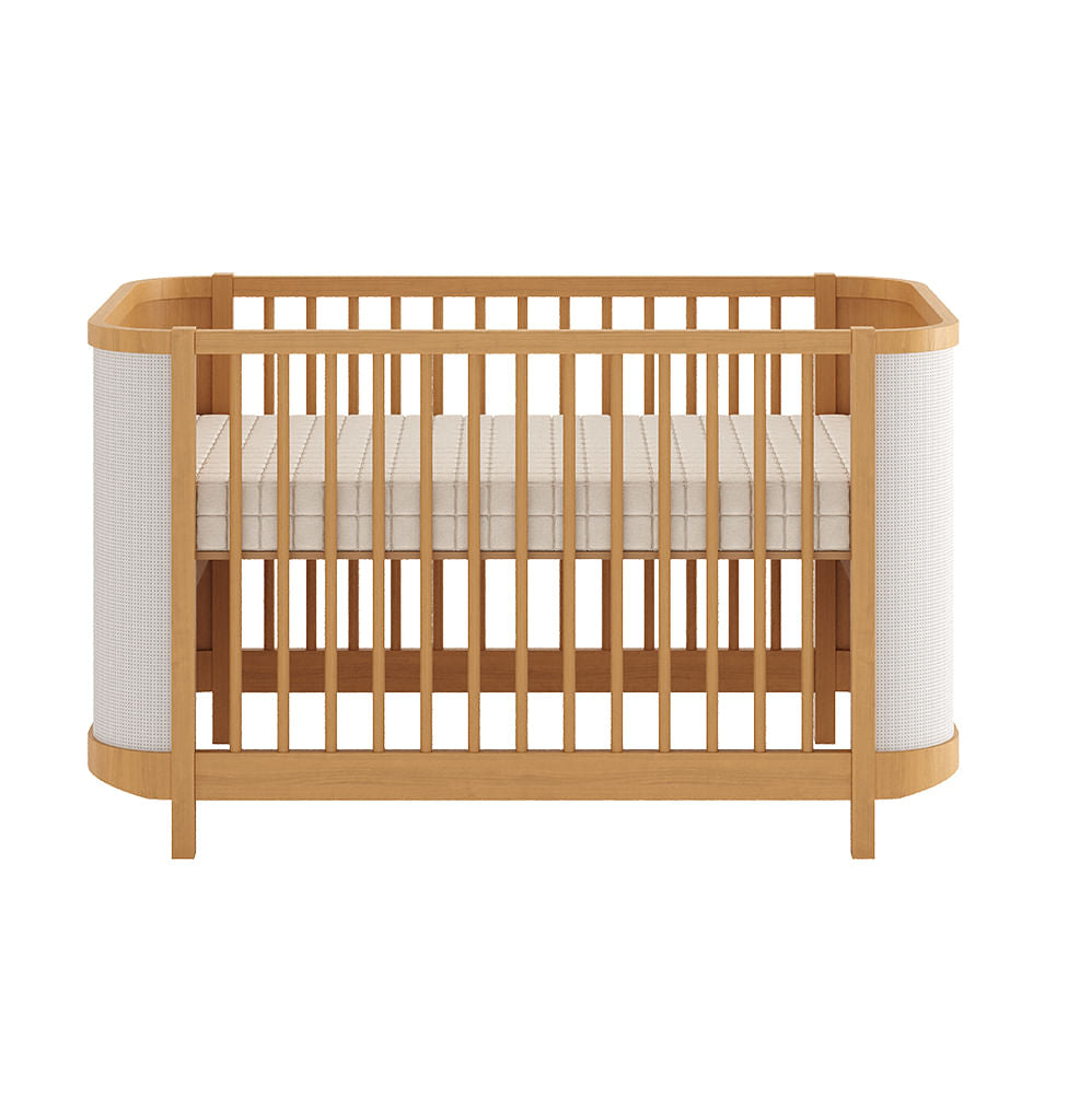 Berço Raika 3 em 1 Com Palha - Madeira Clara