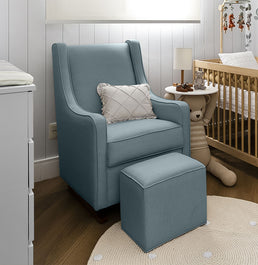 Poltrona de Amamentação Slim com Balanço e Puff - Verde Malva