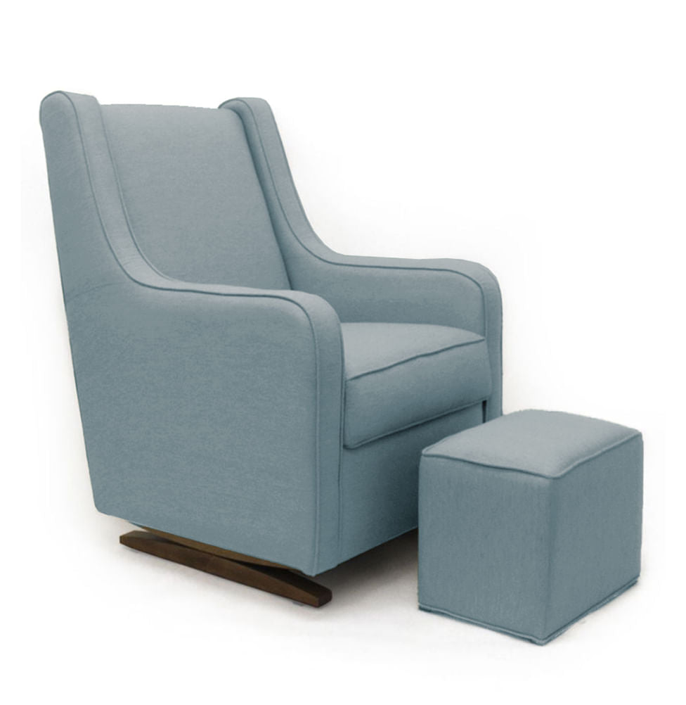 Poltrona de Amamentação Slim com Balanço e Puff - Verde Malva