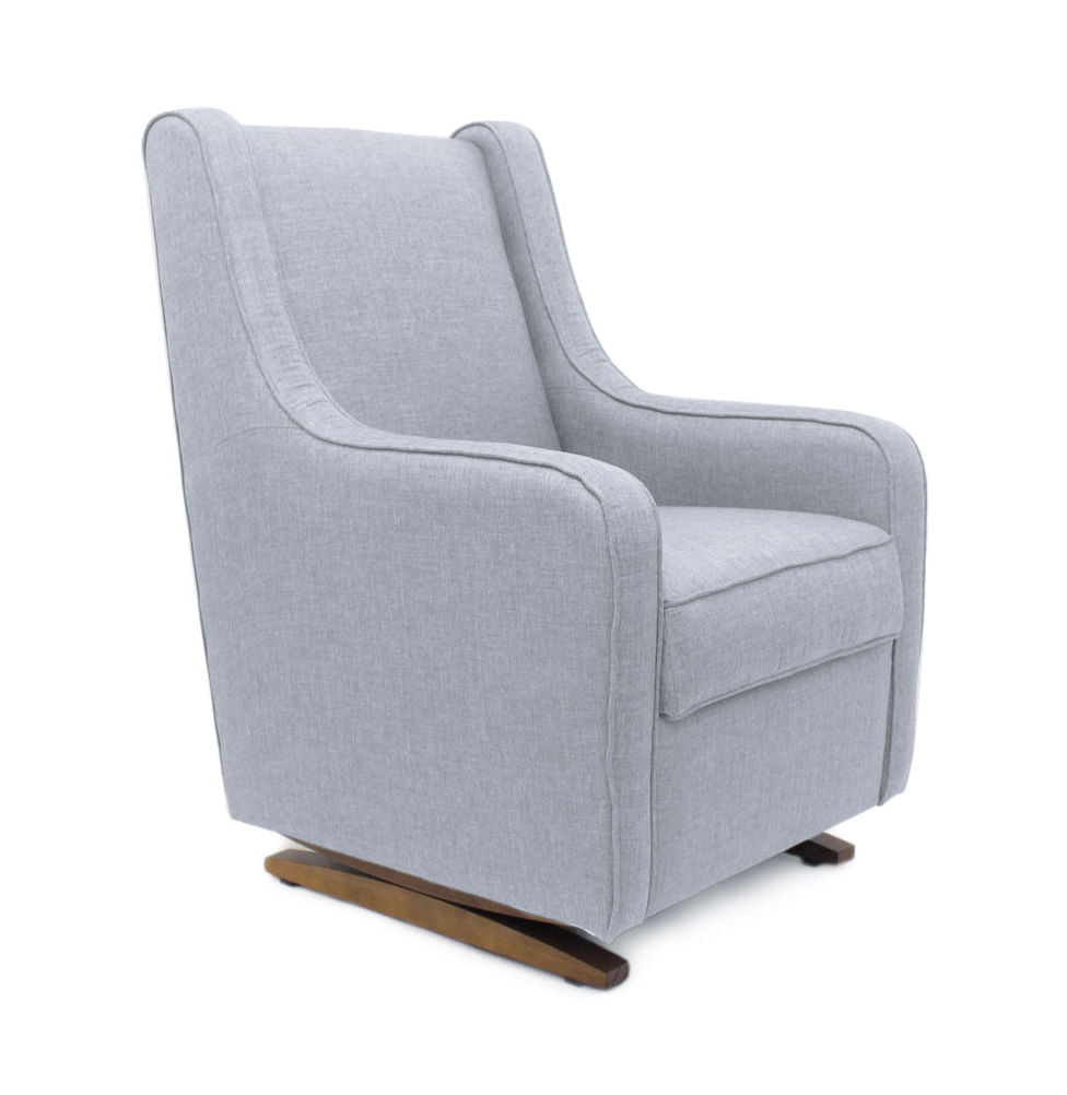 Poltrona de Amamentação Slim com Balanço e Puff - Cinza Prata