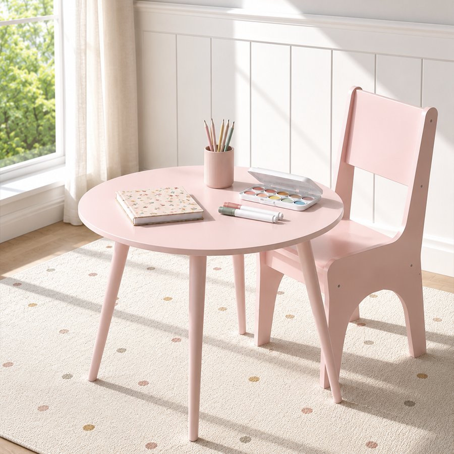 Mesa Infantil Viena Redonda - Rosa Claro