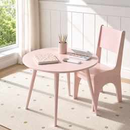 Mesa Infantil Viena Redonda - Rosa Claro