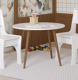 Mesa Infantil Viena Redonda - Branco e Freijó