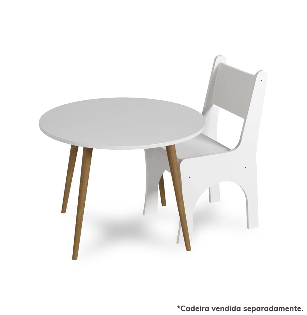 Mesa Infantil Viena Redonda - Branco e Freijó