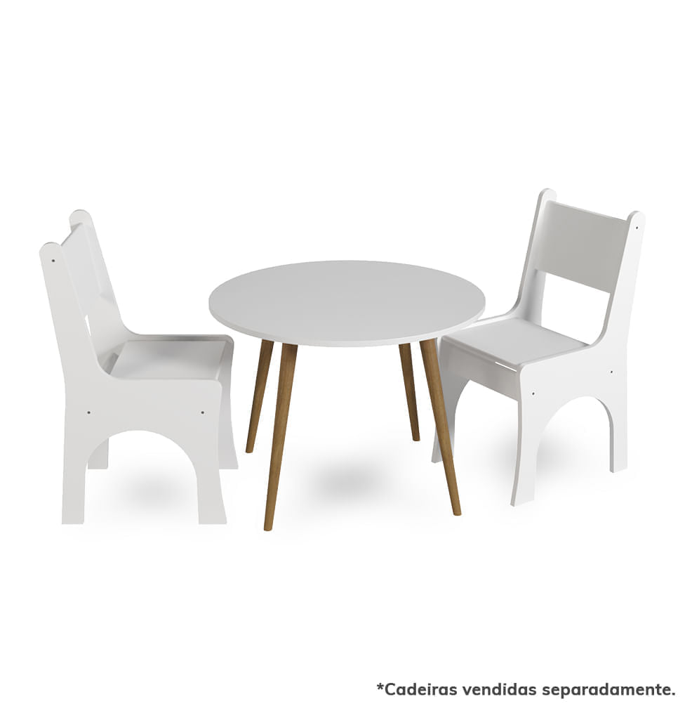 Mesa Infantil Viena Redonda - Branco e Freijó