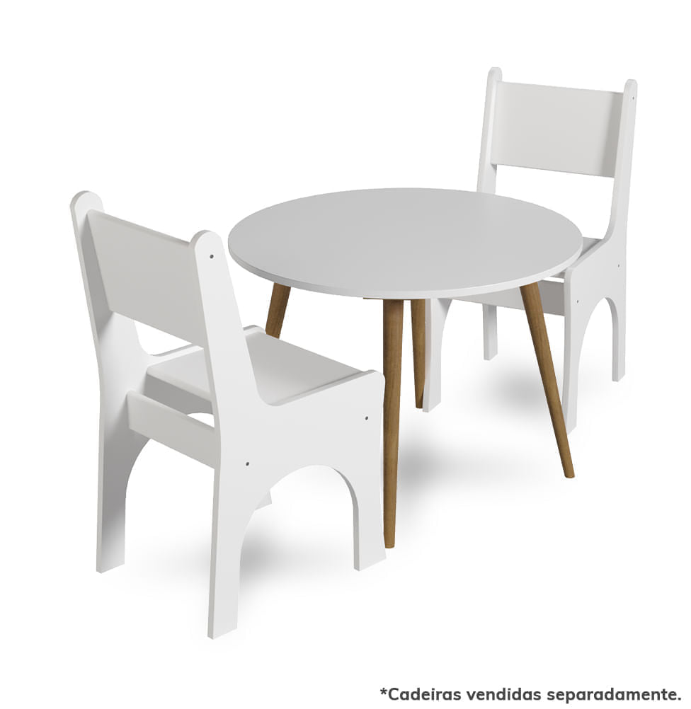 Mesa Infantil Viena Redonda - Branco e Freijó