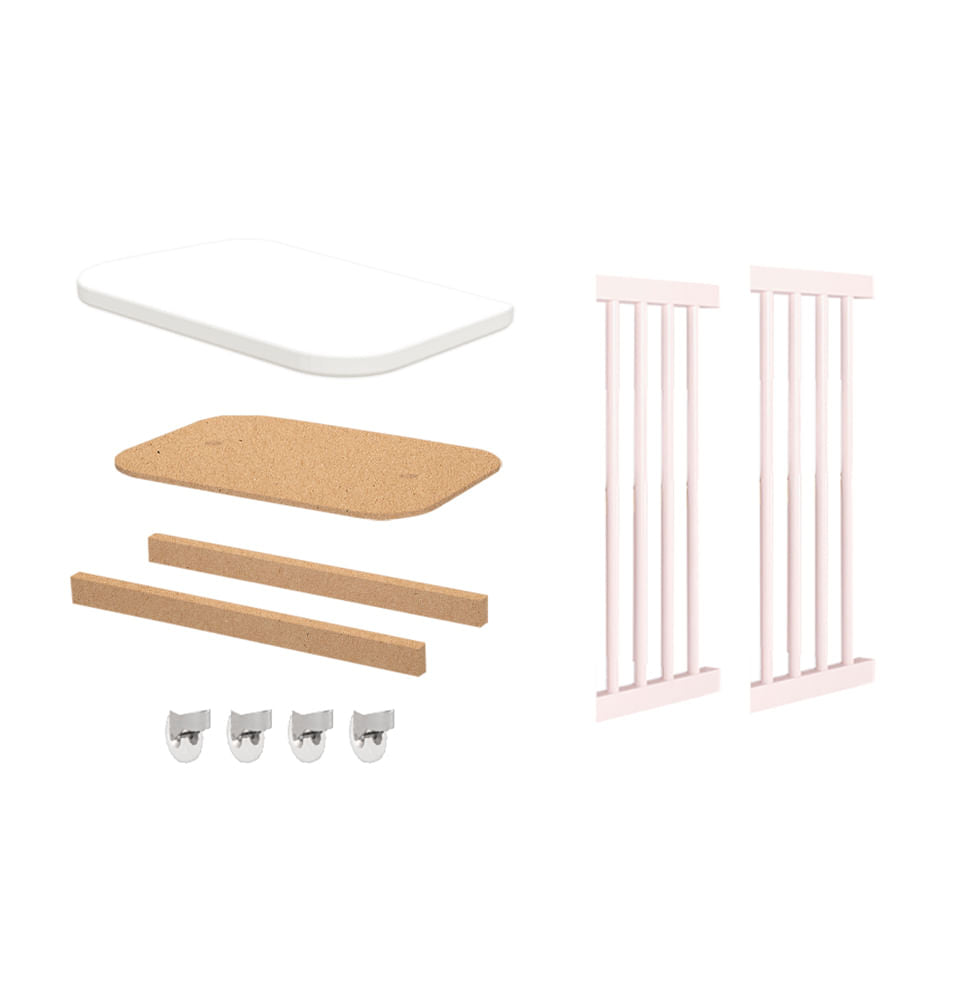 Kit de Transformação Para Mini Berço Nord - Rosa Claro
