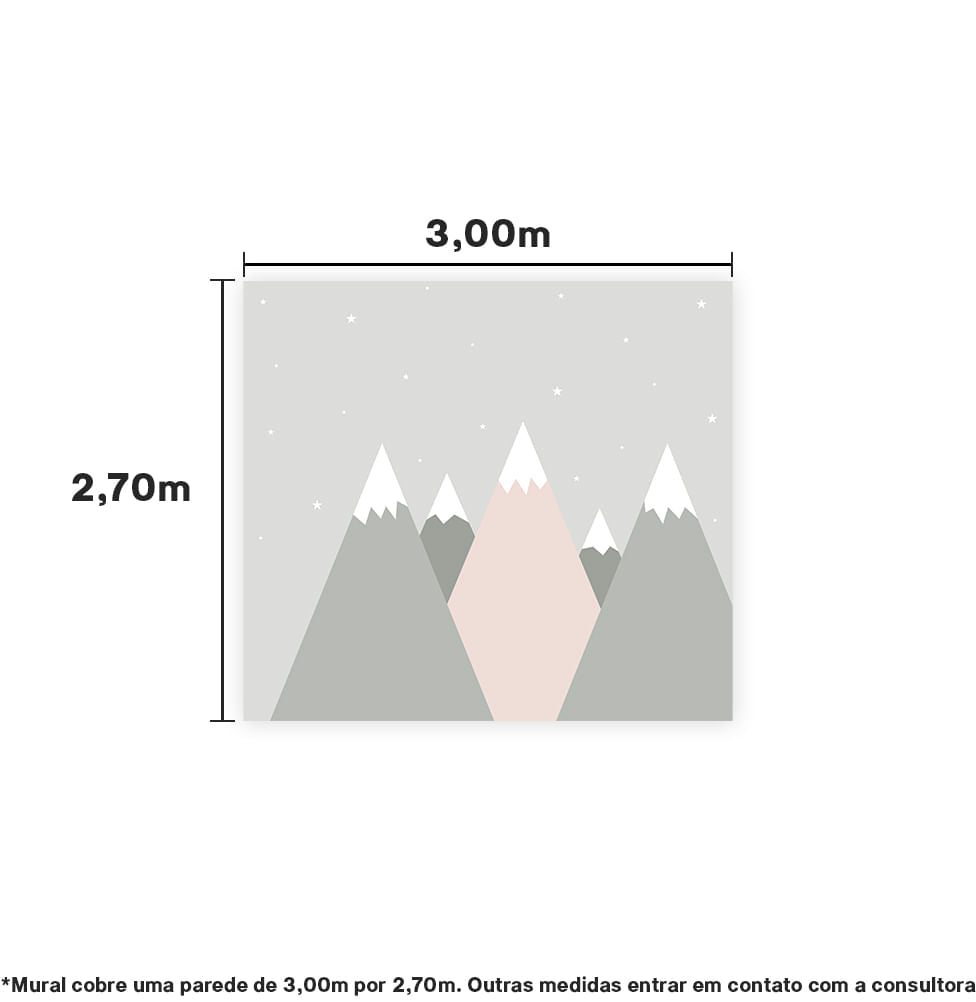 Papel de Parede Adesivo Infantil Montanha Enrico e Sthefany Rosa Claro - Mural 3,00m x 2,70m - Bota Fora