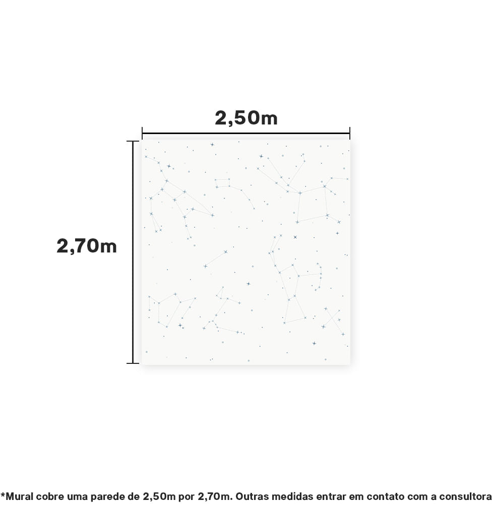 Papel de Parede Cola Infantil Constelações Fundo Branco - Mural 2,50m x 2,70m