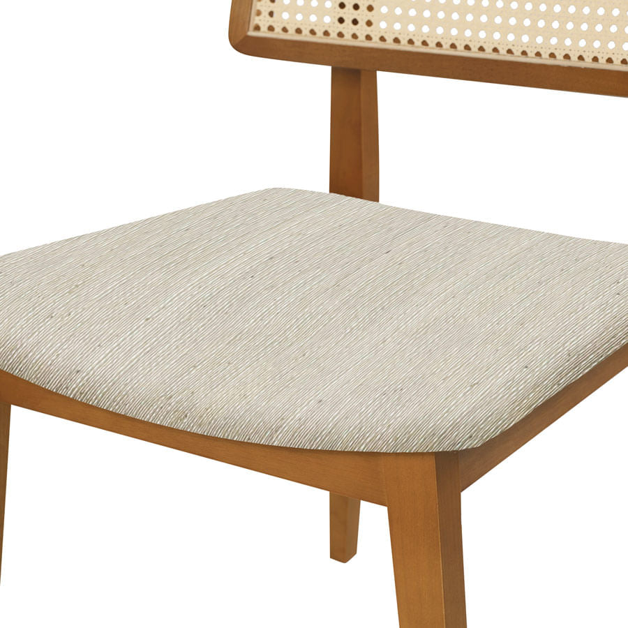 Conjunto de 2 Cadeiras Para Mesa de Jantar Paris Palha Natural Freijó - Cru