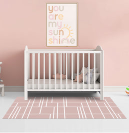 Tapete Infantil Retangular Listras Horizontais e Verticais - Rosa