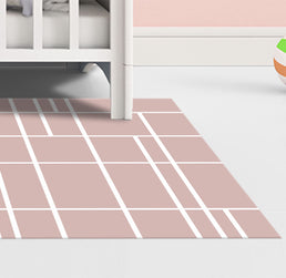 Tapete Infantil Retangular Listras Horizontais e Verticais - Rosa