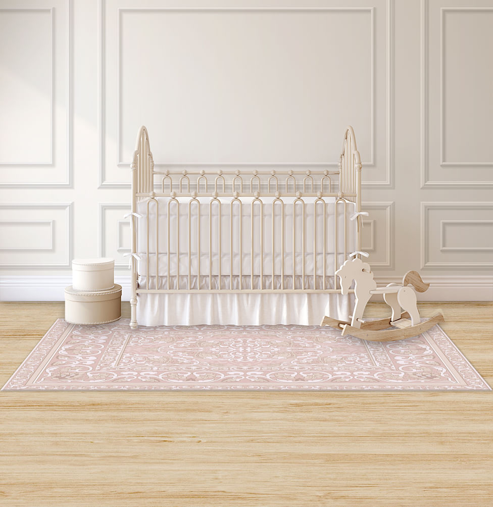 Tapete Infantil Retangular Arabesco Classic - Rosa
