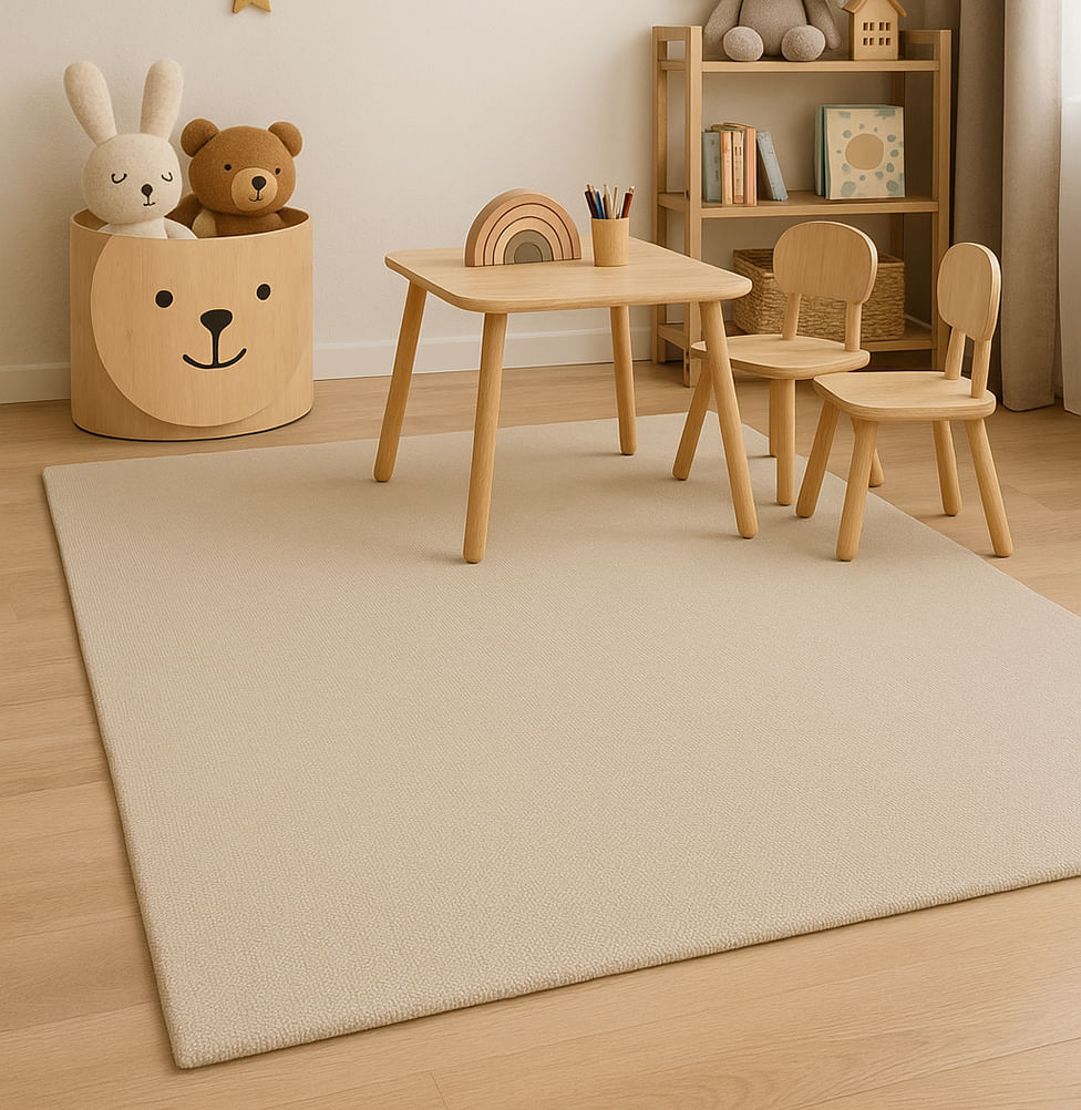 Tapete Infantil Retangular Linho - Bege