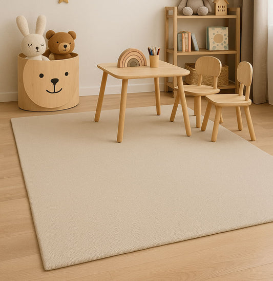 Tapete Infantil Retangular Linho - Bege