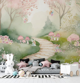 Papel de Parede Infantil Jardim Encantado das Fadas - Mural