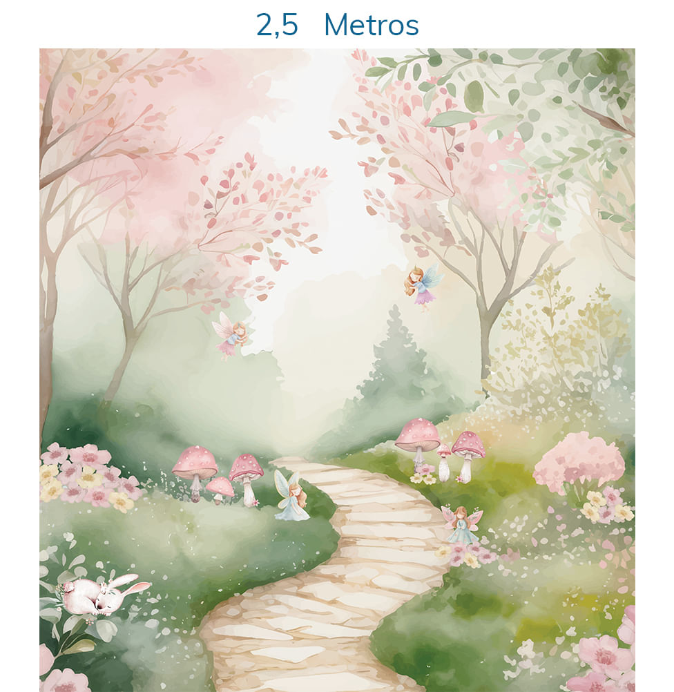 Papel de Parede Infantil Jardim Encantado das Fadas - Mural