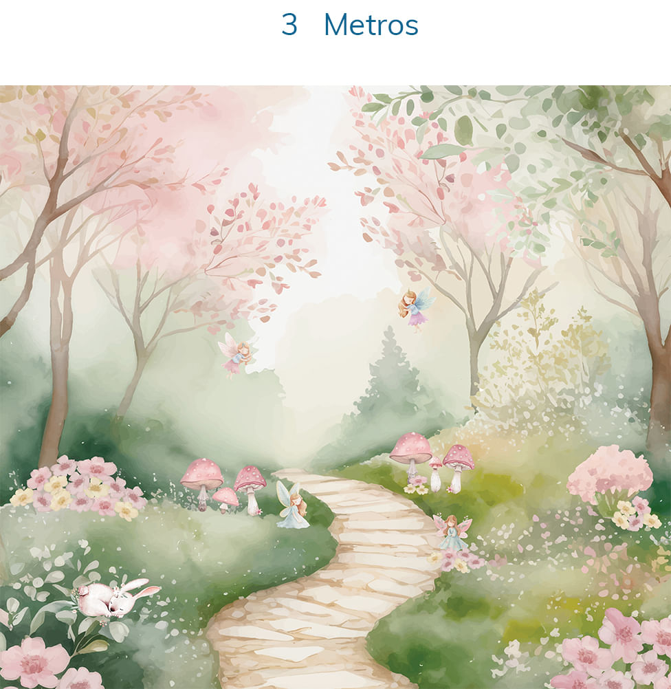 Papel de Parede Infantil Jardim Encantado das Fadas - Mural